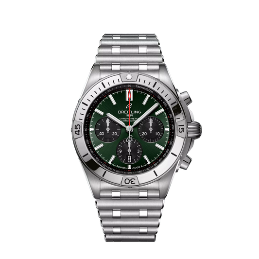 Breitling Chronomat B01 42mm Green and Black Dial Stainless Steel Metal Bracelet AB0134101L2A1