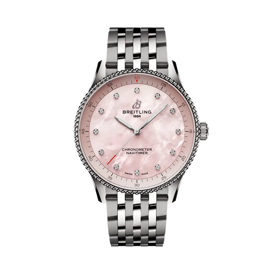 Breitling Navitimer 32 mm Rose Pink Dial Stainless Steel Bracelet A77320D91K1A1