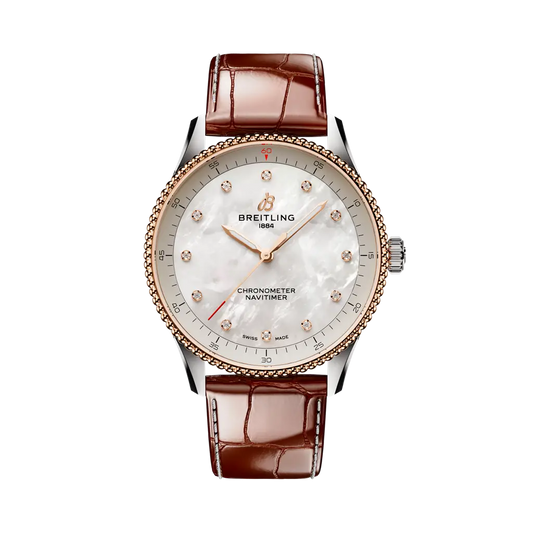 Breitling Navitimer 32 mm White Dial Stainless Steel & 18K Red Gold   Leather Strap U77320E61A1P1