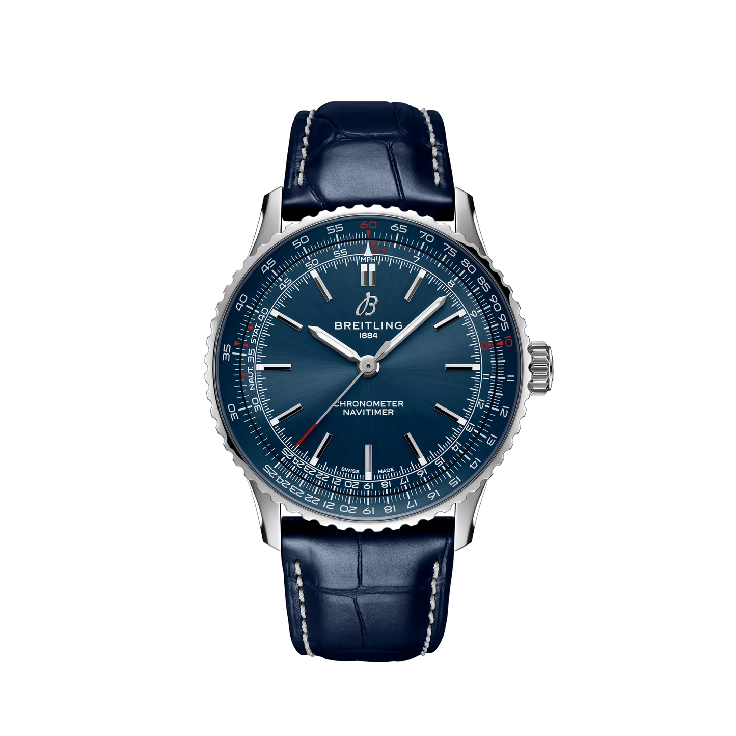 Breitling Navitimer Automatic 41mm Bright Blue Dial Stainless Steel   Leather Straight Strap A17329161C1P1