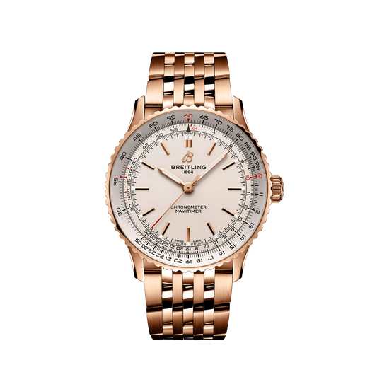 Breitling Navitimer Automatic 41mm White Dial Small Scale Traceable 18K Red Gold Bracelet R17329F41G1R1