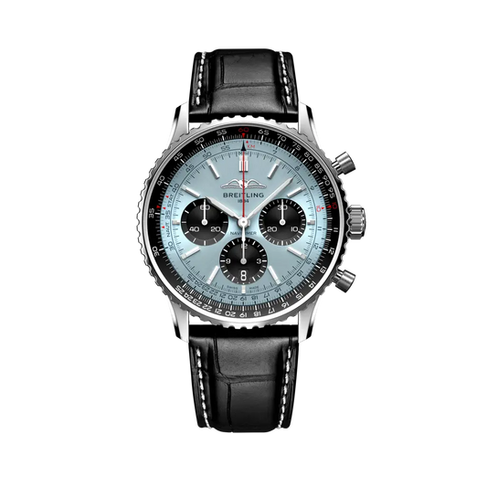Breitling Navitimer B01 Chronograph 43 mm Black And Ocean Dial Stainless Steel Leather Strap AB0138241C1P1