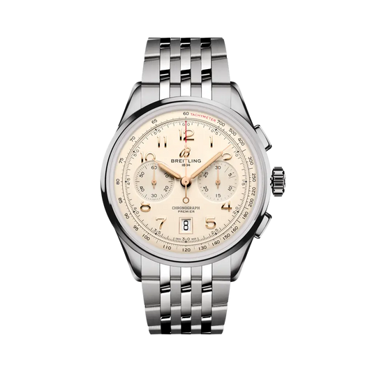 Breitling Premier B01 Chronograph 42 mm Champagne Dial Stainless Steel Metal Bracelet AB0145211G1A1