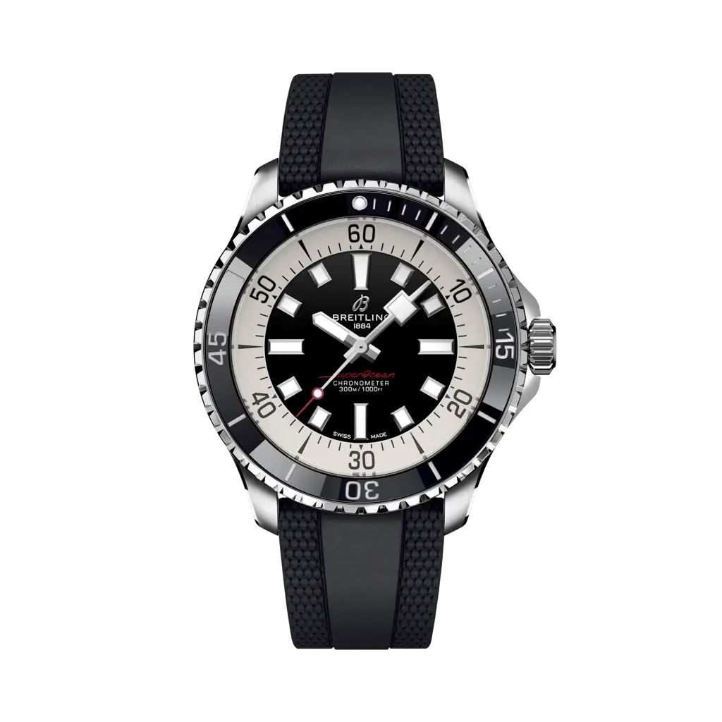 Breitling Superocean Automatic 44 mm White And Black Dial Stainless Steel Rubber Black Strap A17376211B1S1