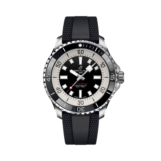 Breitling Superocean Automatic 44 mm White And Black Dial Stainless Steel Rubber Black Strap A17376211B1S1