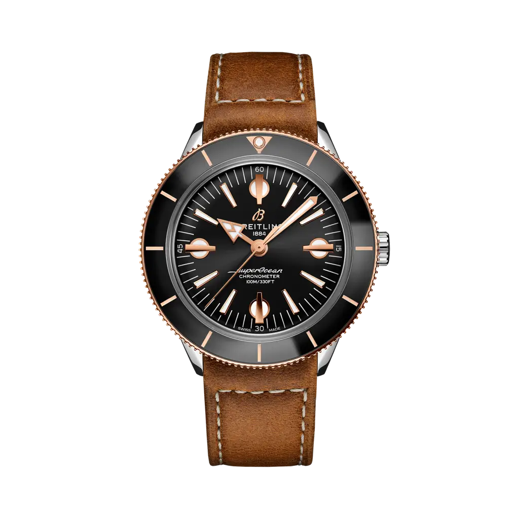 Breitling Superocean Heritage '57 42 mm Black Dial Stainless Steel & 18K Red Gold Leather Brown Strap U10370121B1X1
