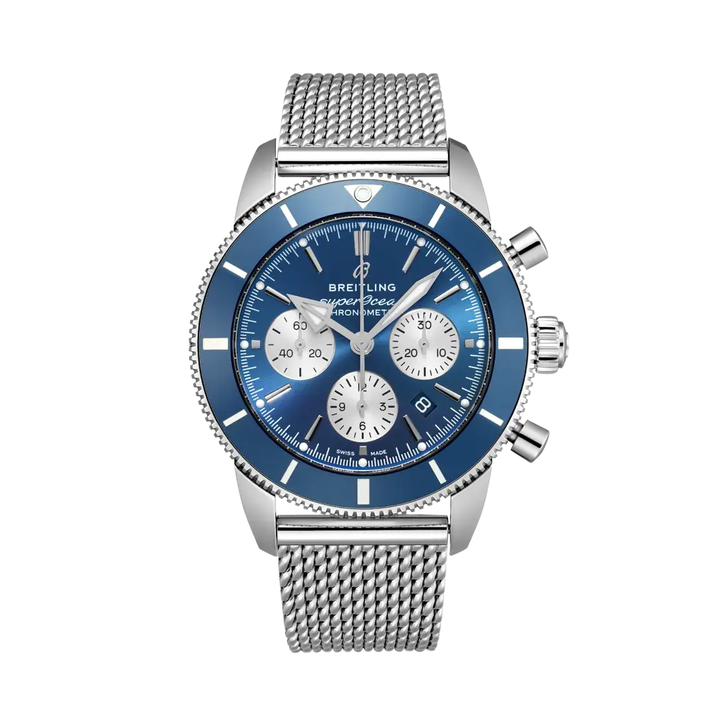 Breitling Superocean Heritage B01 Chronograph 44 mm Blue and Silver Dial Stainless Steel Bracelet AB0162161C1A1