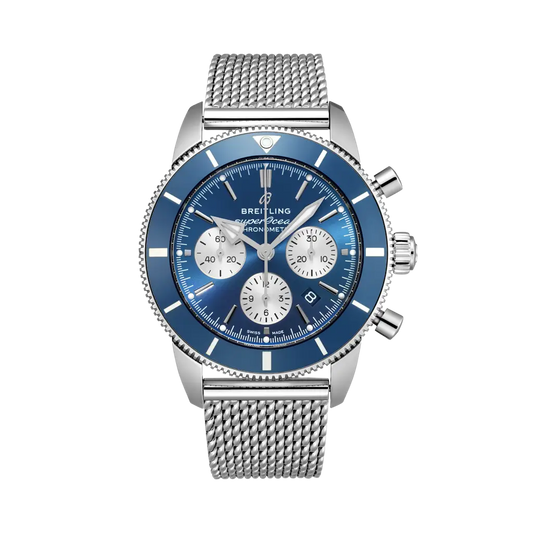 Breitling Superocean Heritage B01 Chronograph 44 mm Blue and Silver Dial Stainless Steel Bracelet AB0162161C1A1