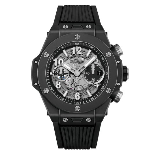 HUBLOT Big Bang Unico Black Magic 44 mm Transparent Dial Polished Black Ceramic Rubber Strap 421.CI.1170.RX