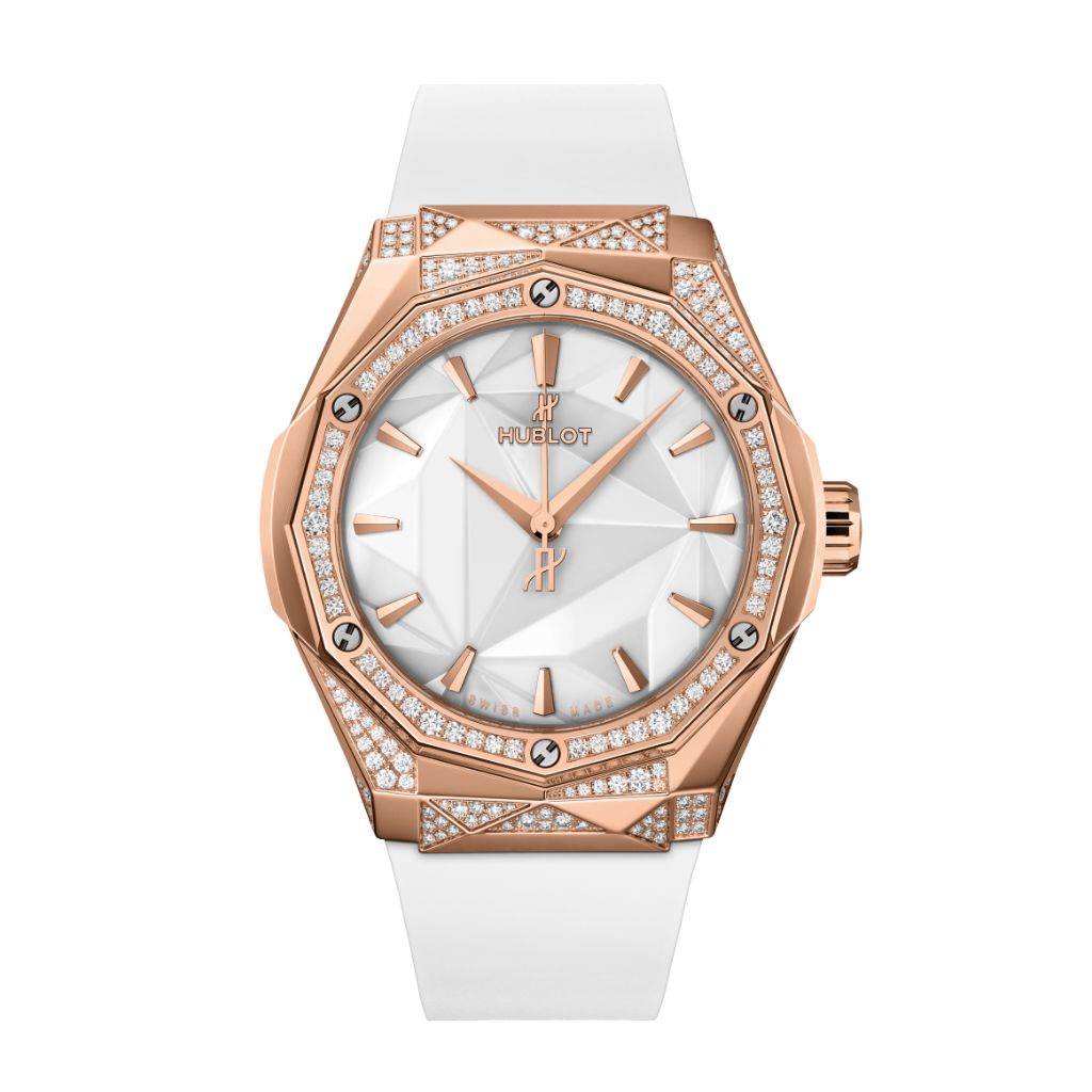 Hublot Classic Fusion Orlinski King Gold White Alternative Pavé 40 mm White Dial with Diamonds Polished 18K King Gold Rubber Strap 550.OS.2200.RW.1804.ORL20