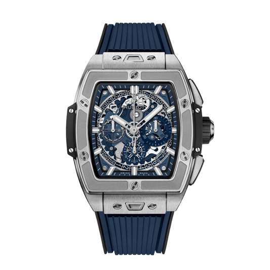 Hublot Spirit of Big Bang Titanium Blue 42 mm Transparent Dial Polished Titanium Rubber Strap 642.NX.7170.RX