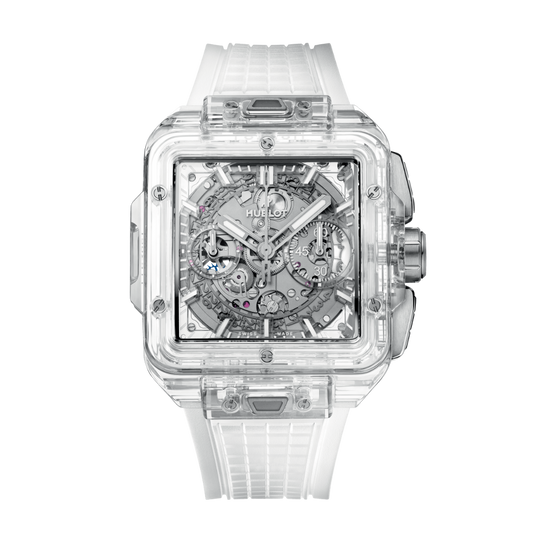 Hublot Square Bang Unico Sapphire 42 mm Transparent Dial Polished Sapphire Crystal Transparent Strap 821.JX.0120.RT