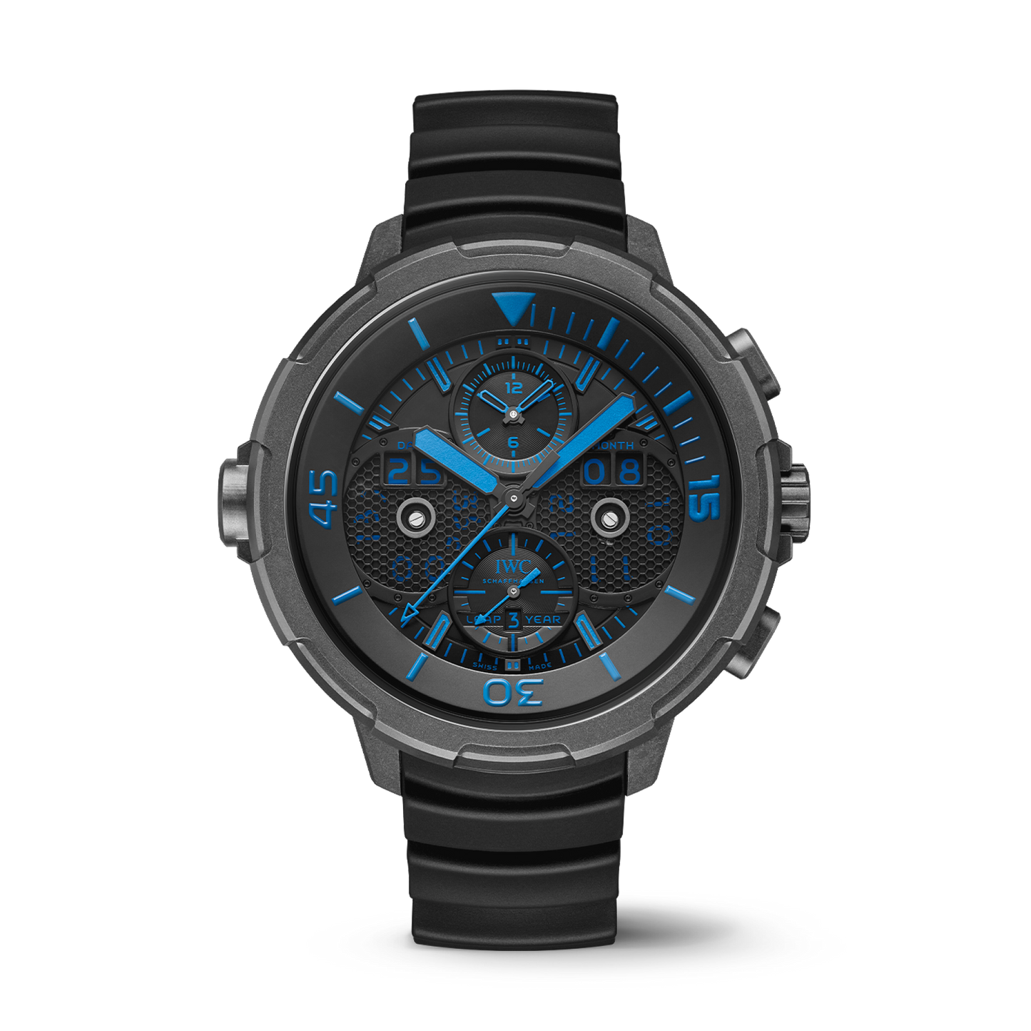 IWC Schaffhausen Aquatimer Perpetual Calendar Digital Date-Month 49 mm Black Dial Ceratanium® Black Rubber Strap IW379406