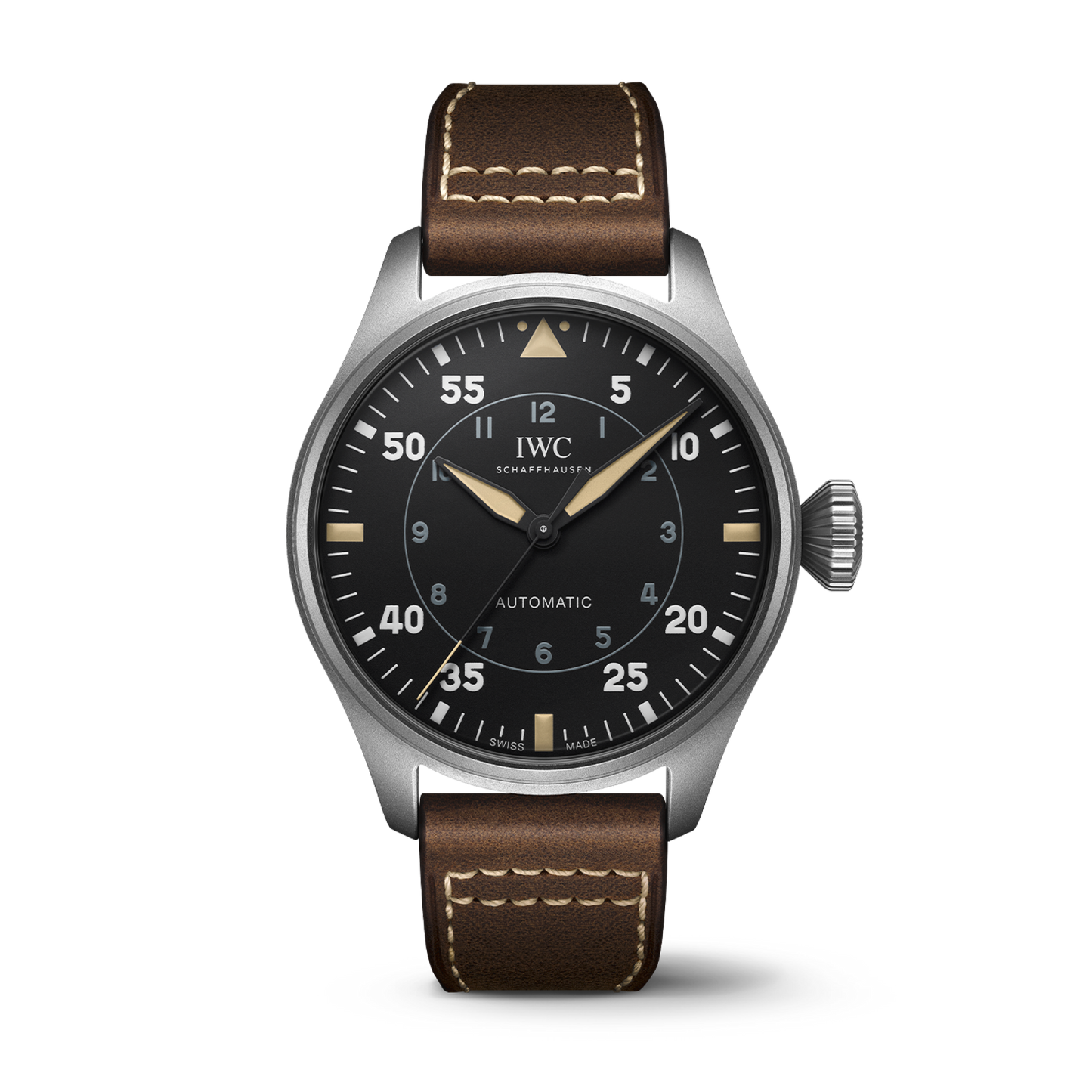 IWC Schaffhausen Big Pilot’s Watch 43 Spitfire 43 mm Black Dial Titanium  Brown   Strap IW329701