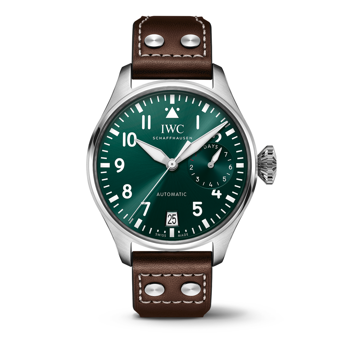IWC Schaffhausen Big Pilot’s Watch 46.2  mm Green  Dial Stainless Steel  Brown   Strap IW501015