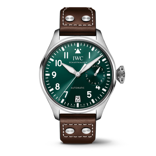 IWC Schaffhausen Big Pilot’s Watch 46.2  mm Green  Dial Stainless Steel  Brown   Strap IW501015