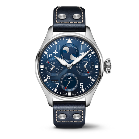 IWC Schaffhausen Big Pilot’s Watch Perpetual Calendar 46.2  mm Blue  Dial Stainless Steel  Blue   Strap IW503605
