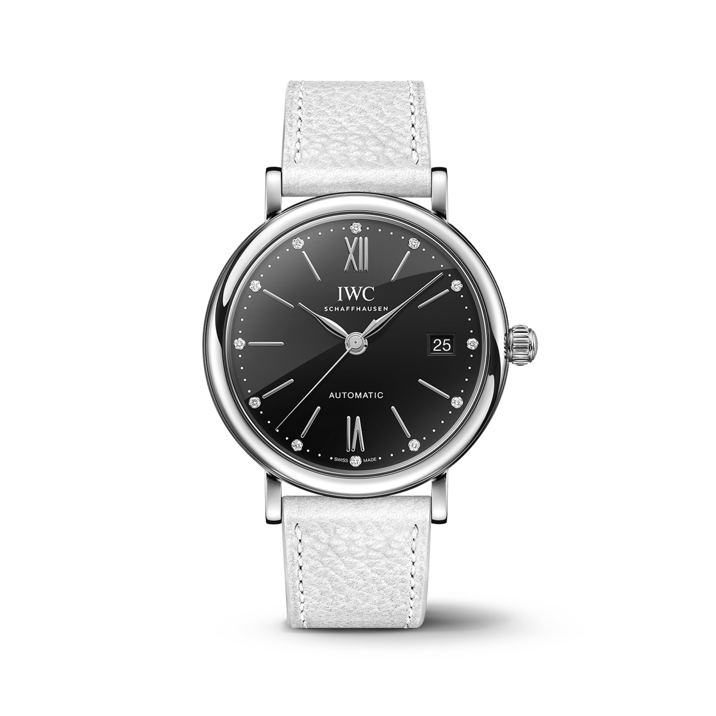 IWC Schaffhausen Portofino Automatic 37 mm Black  Dial Stainless Steel White   Strap IW458611