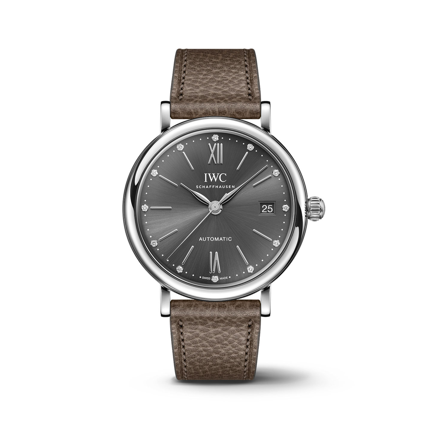 IWC Schaffhausen Portofino Automatic 37 mm Grey  Dial Stainless Steel Taupe   Strap IW458603