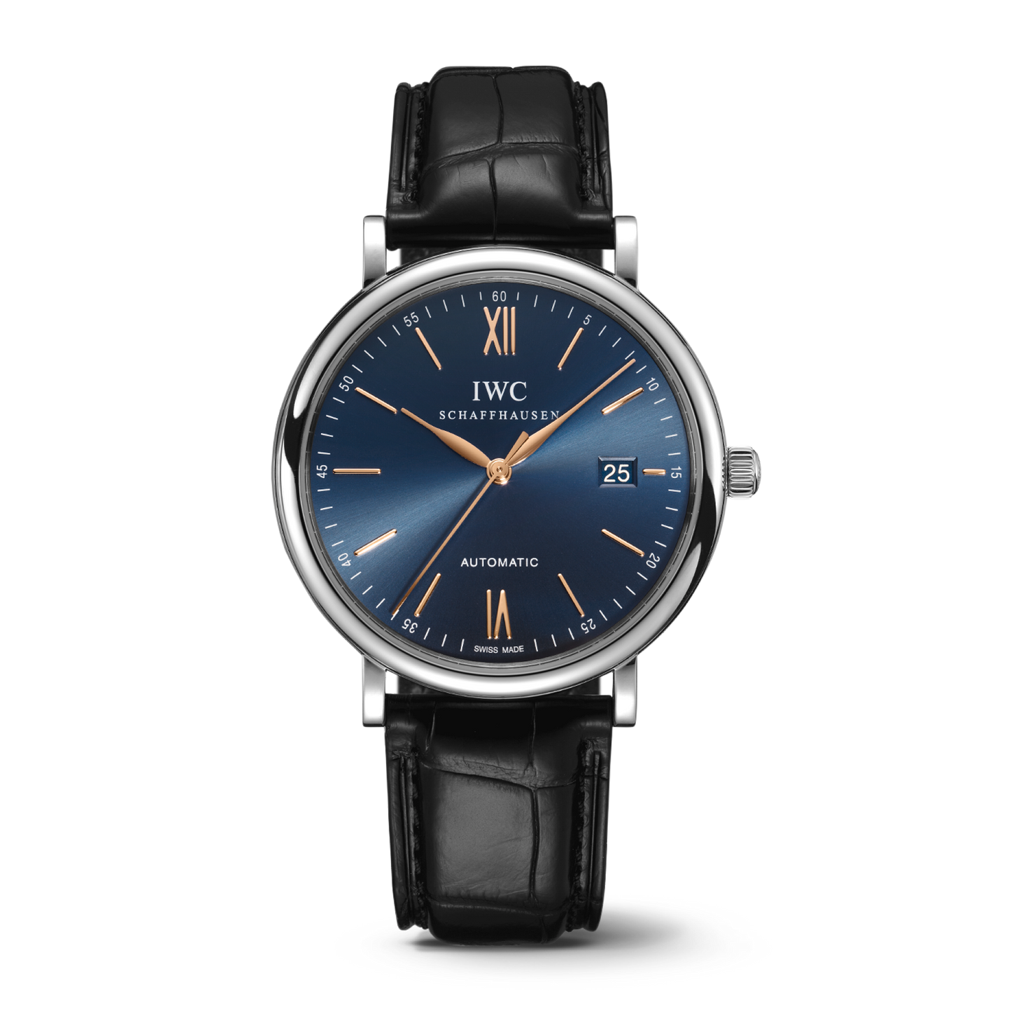 IWC Schaffhausen Portofino Automatic 40 mm Blue  Dial Stainless Steel Black   Leather Strap IW356523