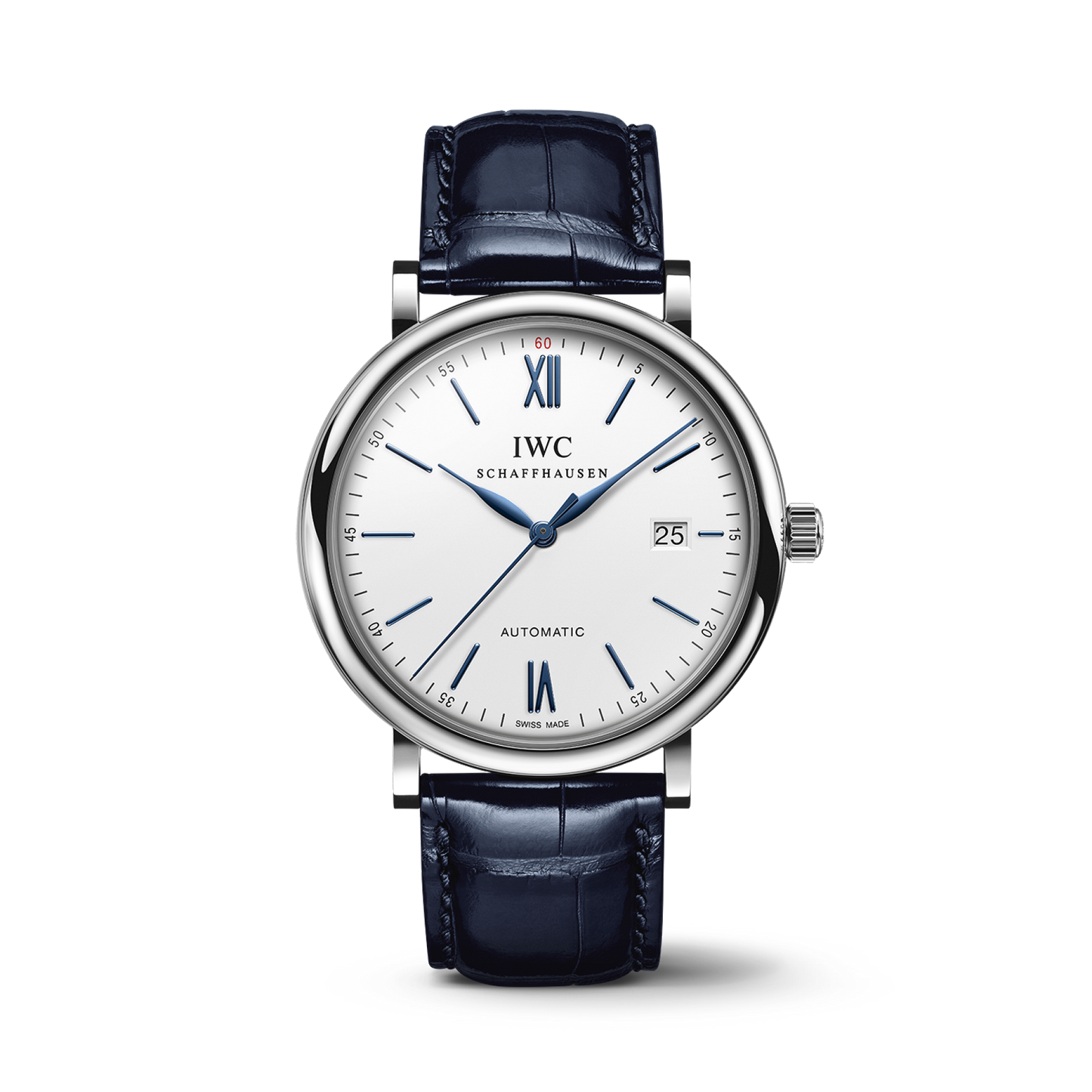 IWC Schaffhausen Portofino Automatic 40 mm Silver  Dial Stainless Steel Blue   Leather Strap IW356527