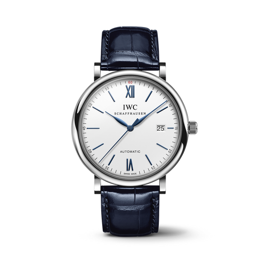 IWC Schaffhausen Portofino Automatic 40 mm Silver  Dial Stainless Steel Blue   Leather Strap IW356527