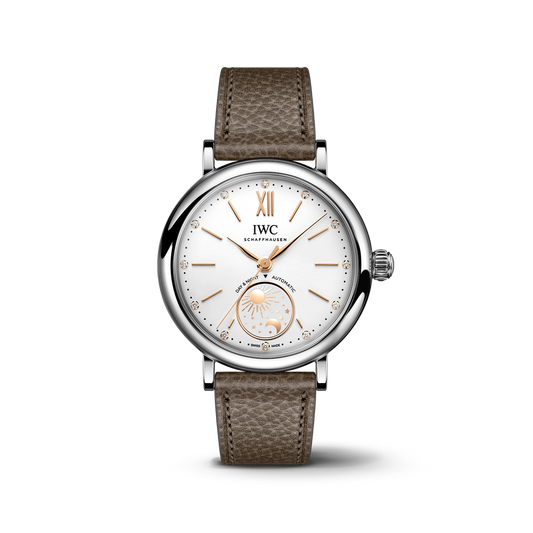 IWC Schaffhausen Portofino Automatic Day & Night 34 mm Silver  Dial Stainless Steel Taupe   Strap IW459801