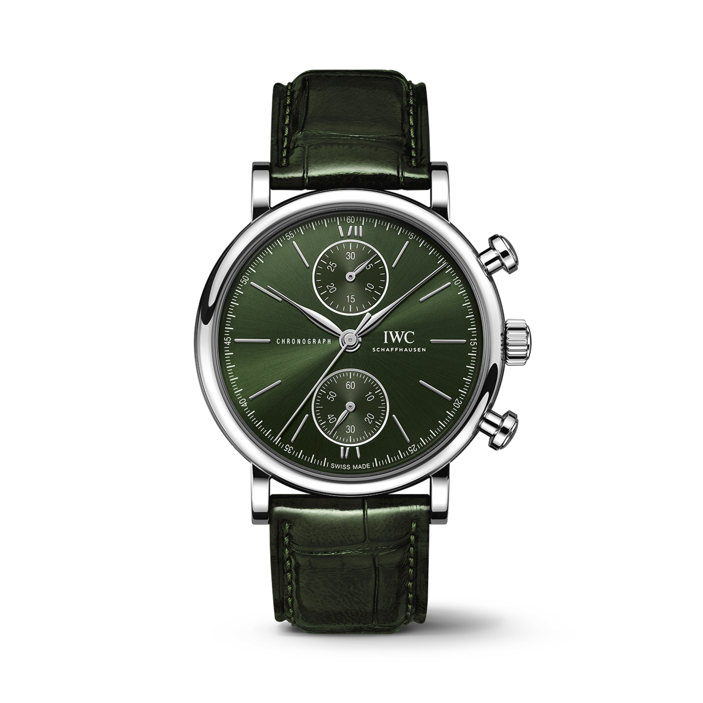 IWC Schaffhausen Portofino Chronograph 39 mm Green  Dial Stainless Steel Green   Leather Strap IW391405