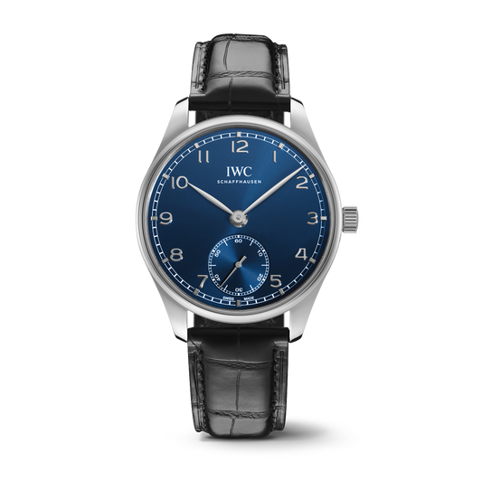 IWC Schaffhausen Portugieser Automatic 40.4 mm Blue Dial Stainless Steel Black   Leather Strap IW358305