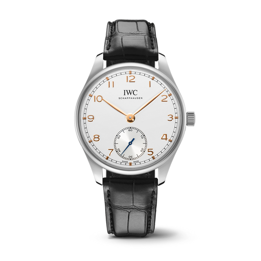 IWC Schaffhausen Portugieser Automatic 40 mm Silver Dial Stainless Steel Black   Leather Strap IW358303