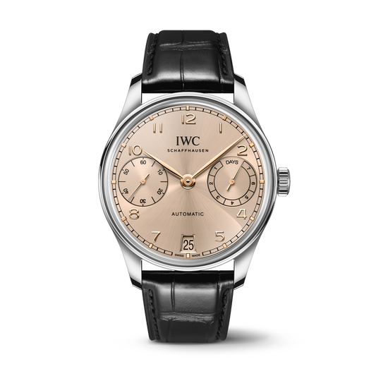IWC Schaffhausen Portugieser Automatic 42 mm Sparkling Beige Dial Stainless Steel   Leather Strap IW501705