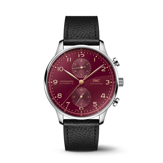 IWC Schaffhausen Portugieser Chronograph Year of the Dragon 41 mm Red Dial Stainless Steel Black   Strap IW371629