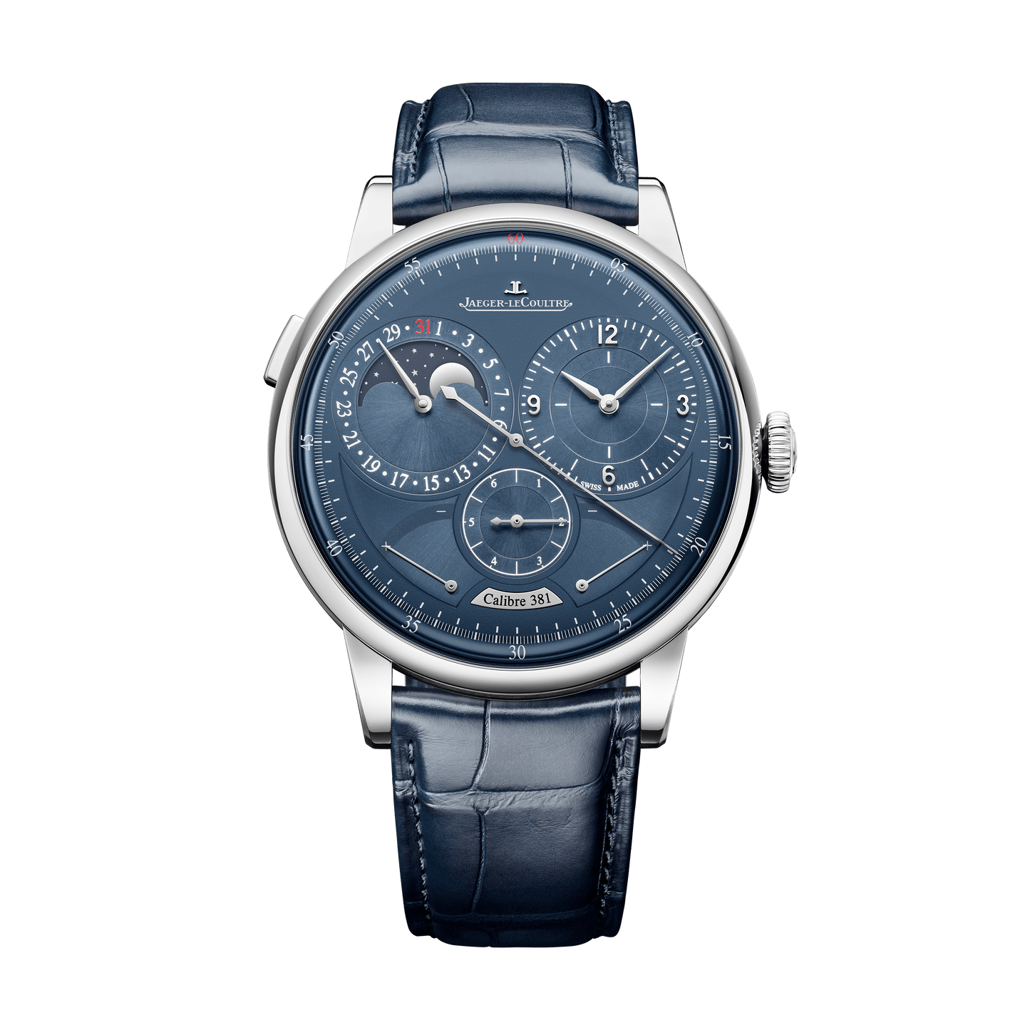 Jaeger-LeCoultre Duometre Quantieme Lunaire 42.5 mm Blue Dial Stainless Steel   Leather Strap Q604848J