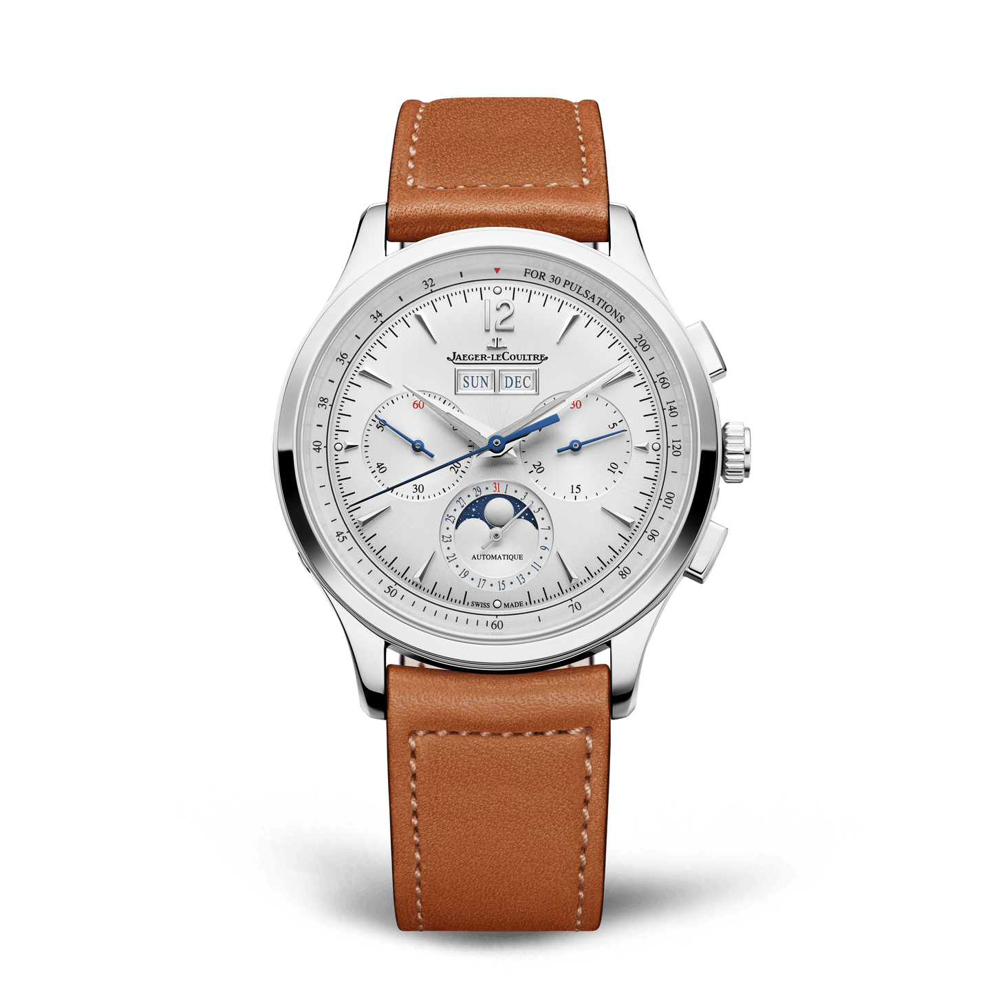 Jaeger-LeCoultre Master Control Chronograph Calendar 40 mm Silver Dial Stainless Steel   Leather Strap Q413843J