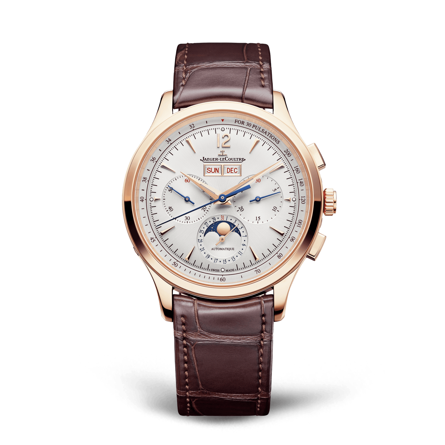 Jaeger-LeCoultre Master Control Chronograph Calendar 40 mm Silvered Grey Dial Pink Gold   Leather Strap Q413253J