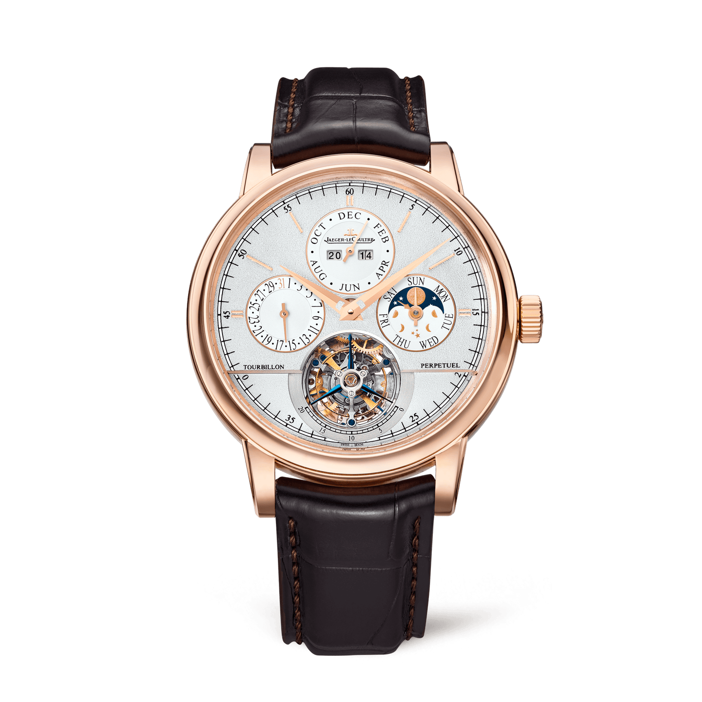 Jaeger-LeCoultre Master Grande Tradition Calibre 985 42 mm Silvered Grey Dial Pink Gold   Leather Strap Q5042420