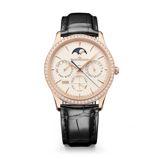 Jaeger-LeCoultre Master Ultra Thin Perpetual Calendar 39 mm Beige Dial with Diamonds Pink Gold   Leather Strap Q1142501