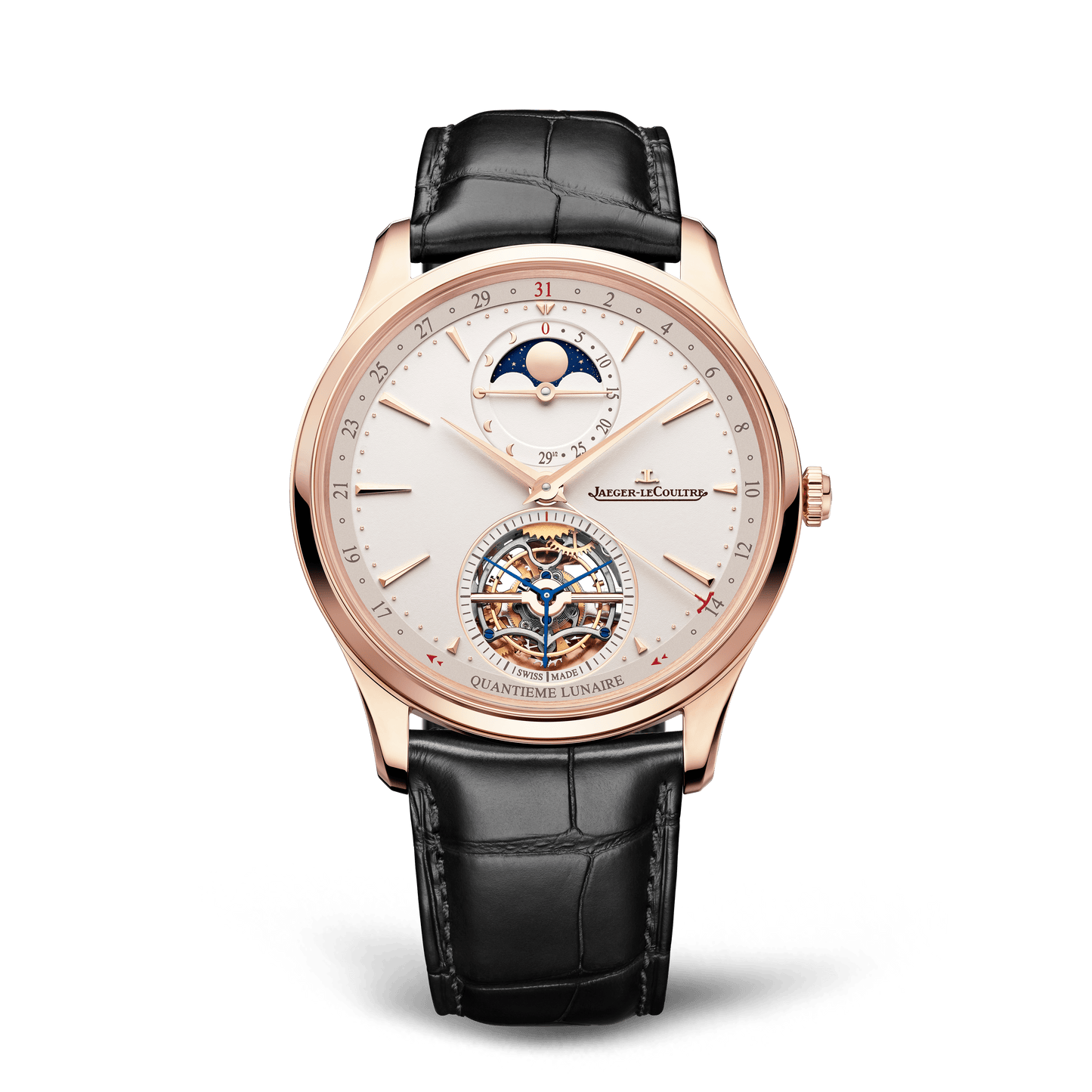 Jaeger-LeCoultre Master Ultra Thin Tourbillon Moon 41.5 mm Beige Dial Pink Gold   Leather Strap Q169242J