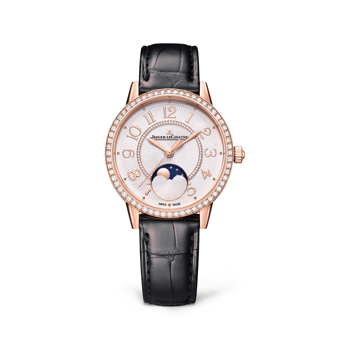 Jaeger-LeCoultre Rendez-Vous Classic Moon 34 mm Silvered Grey Dial with Diamonds Pink Gold   Leather Strap Q3572430