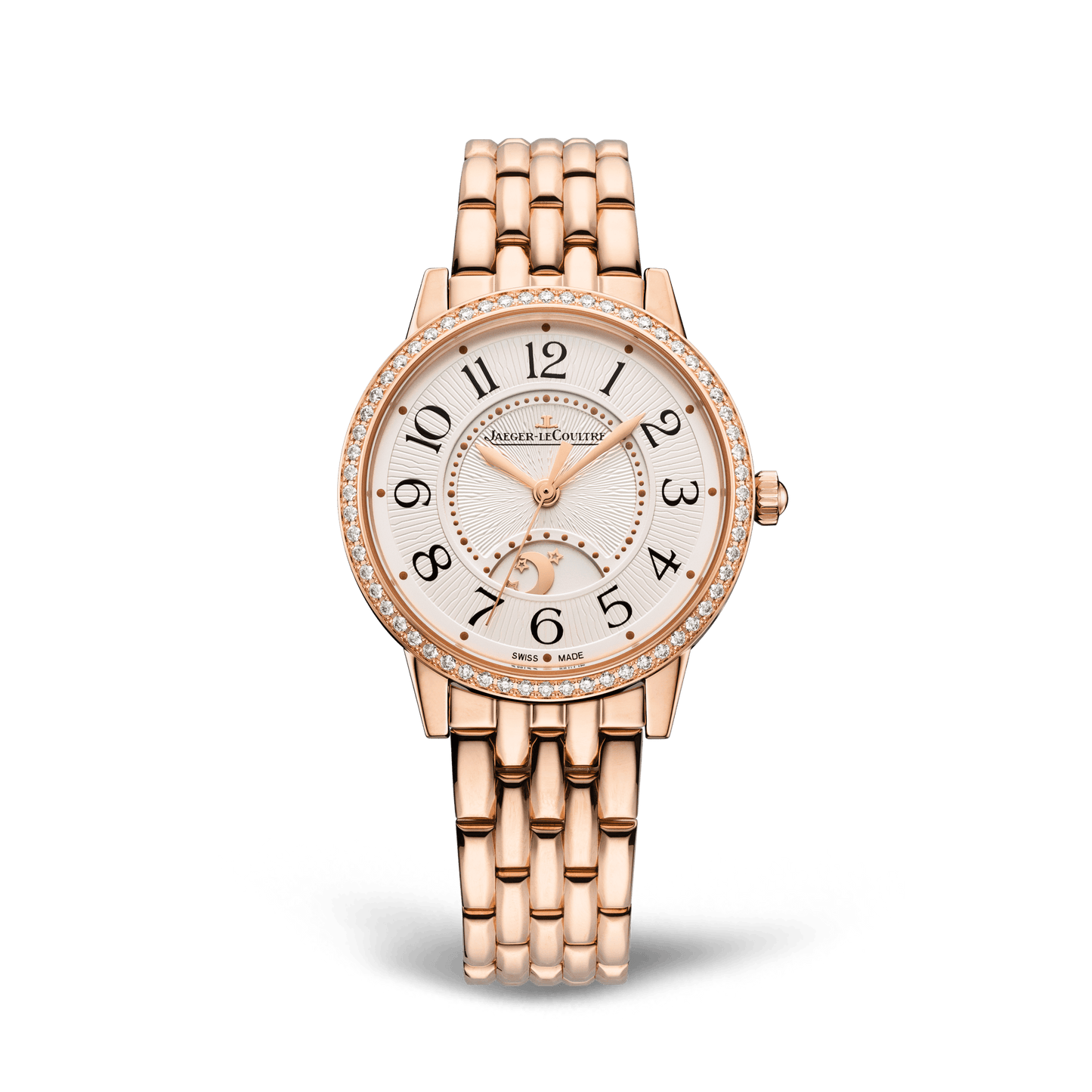 Jaeger-LeCoultre Rendez-Vous Classic Night & Day 34 mm Silvered Grey Dial with Diamonds Pink Gold Bracelet Q3442130