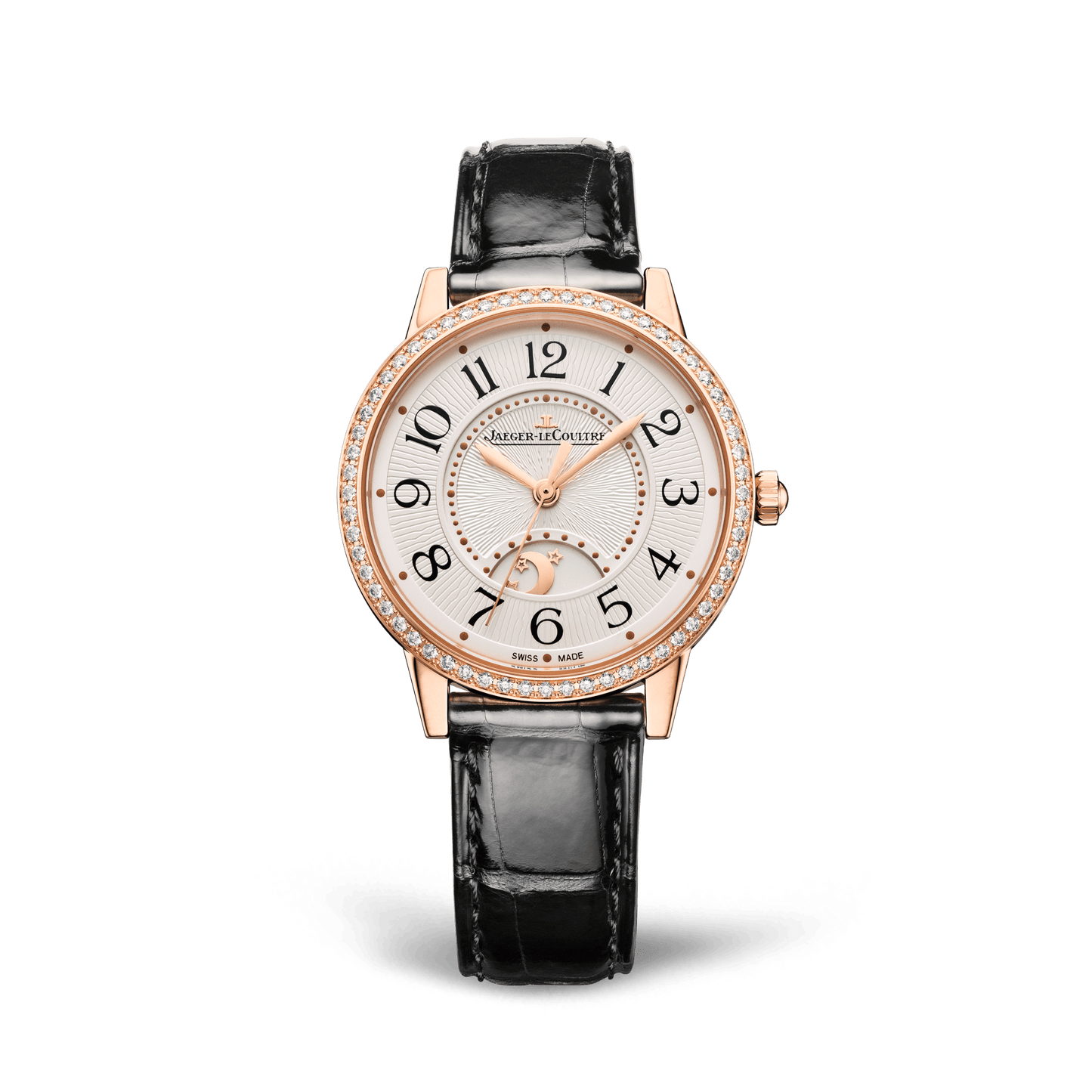 Jaeger-LeCoultre Rendez-Vous Classic Night & Day 34 mm Silvered Grey Dial with Diamonds Pink Gold   Leather Strap Q3442430