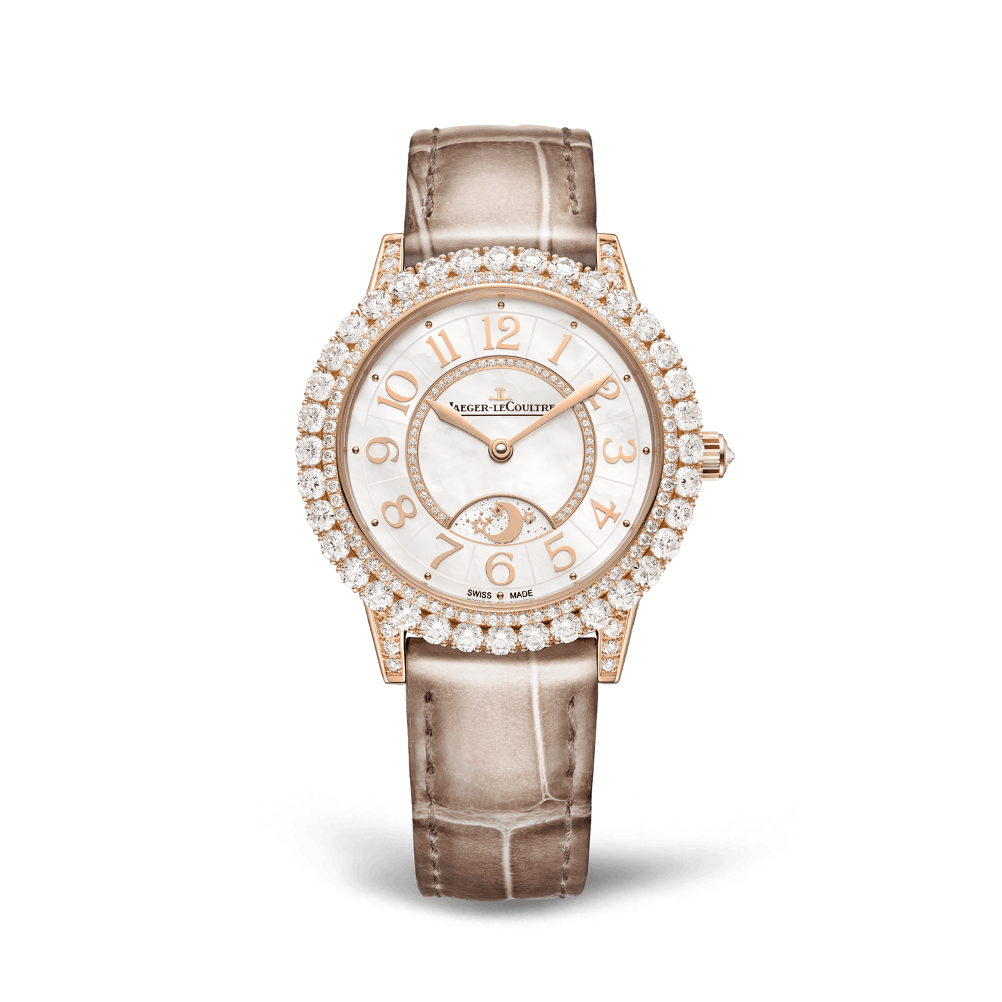 Jaeger-LeCoultre Rendez-Vous Dazzling Night & Day 36 mm White Mother-Of-Pearl Dial with Diamonds Pink Gold   Leather Strap Q3432570