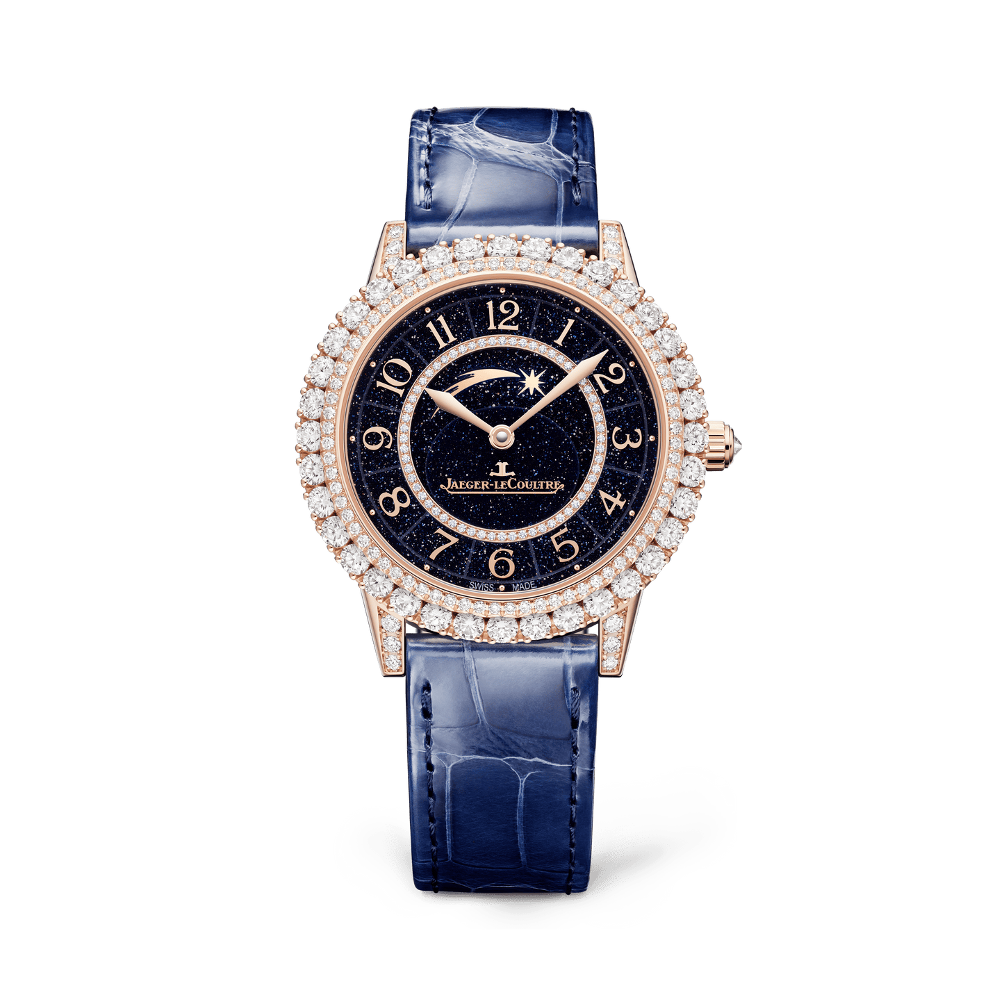 Jaeger-LeCoultre Rendez-Vous Dazzling Shooting Star 36 mm Blue Dial with Diamonds Pink Gold   Leather Strap Q364247J