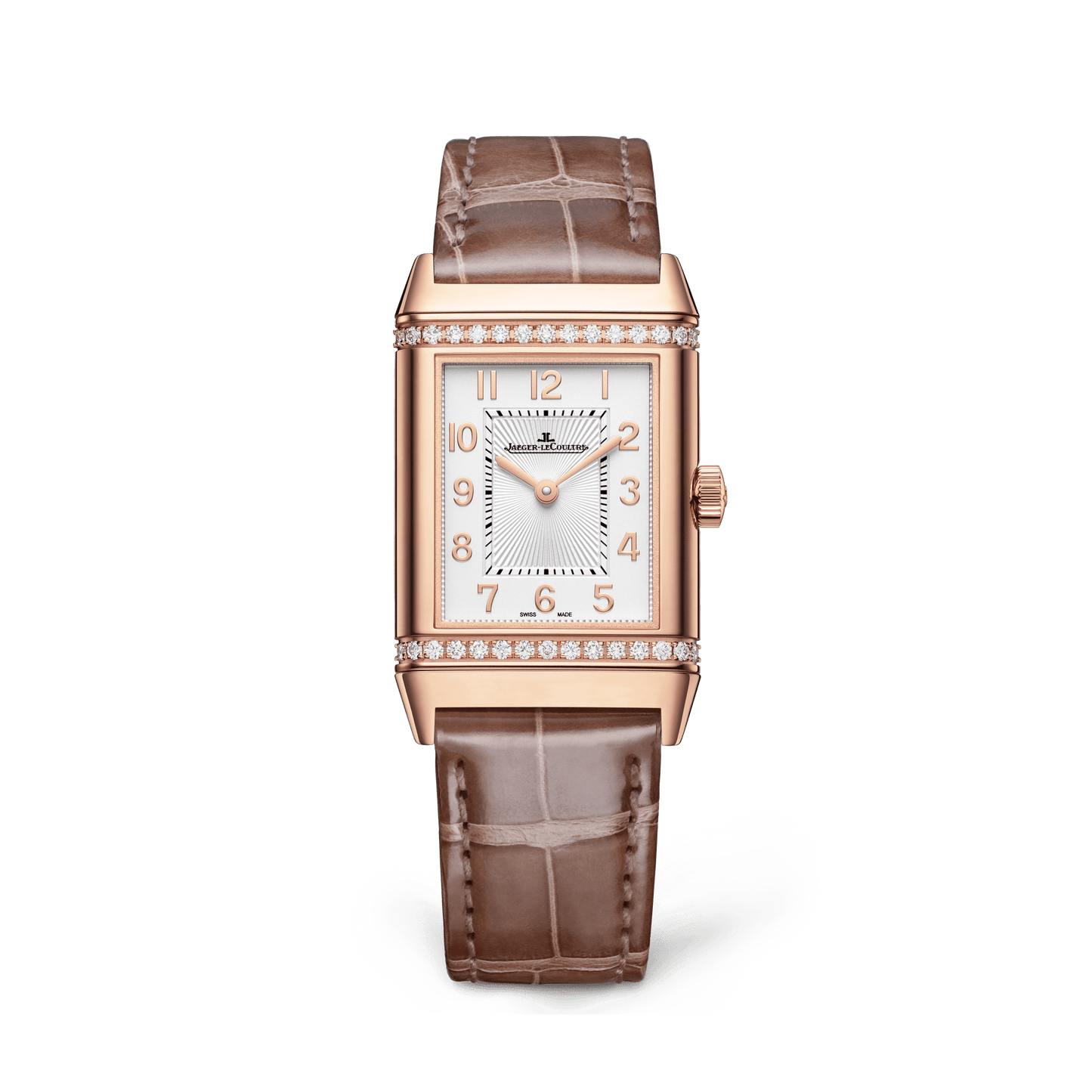 Jaeger-LeCoultre Reverso Classic Duetto 40 x 24.4 mm Silvered Grey Dial with Diamonds Pink Gold   Leather Strap Q2572570