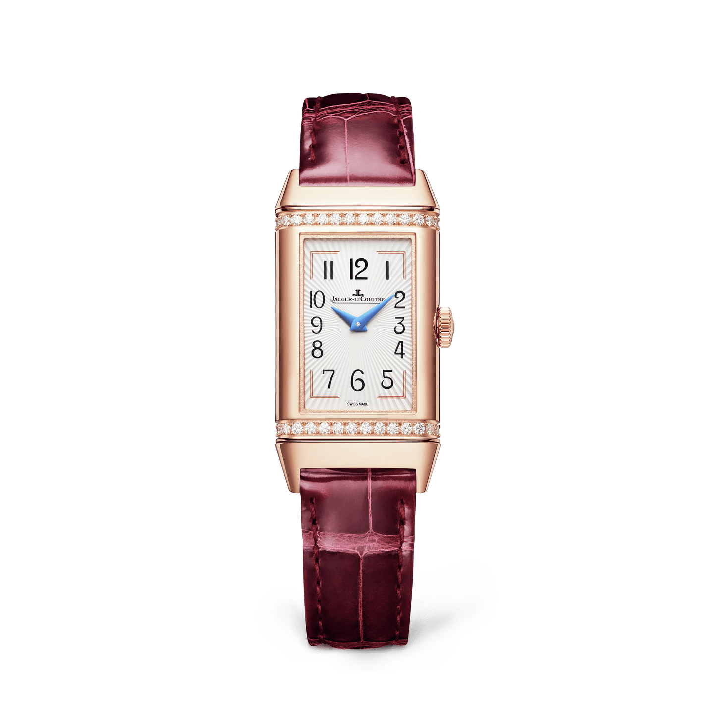 Jaeger-LeCoultre Reverso One Duetto 40.1 x 20 mm Silvered Grey Dial with Diamonds Pink Gold   Leather Strap Q334256J