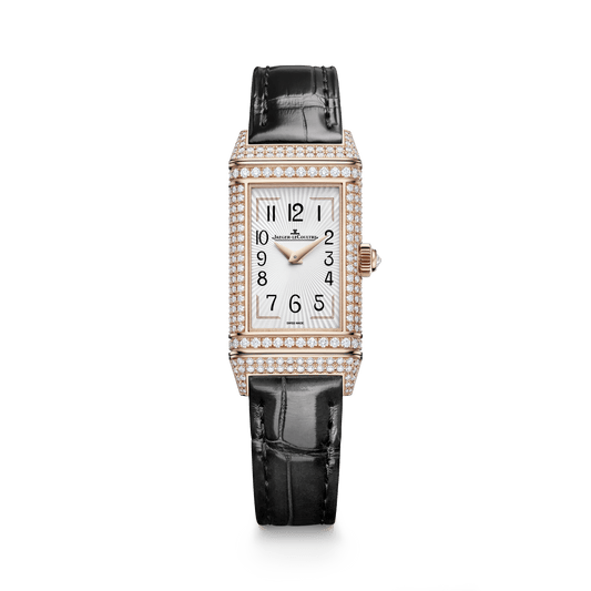 Jaeger-LeCoultre Reverso One Duetto Jewellery 40 x 20 mm Silvered Grey Dial with Diamonds Pink Gold   Leather Strap Q336247J