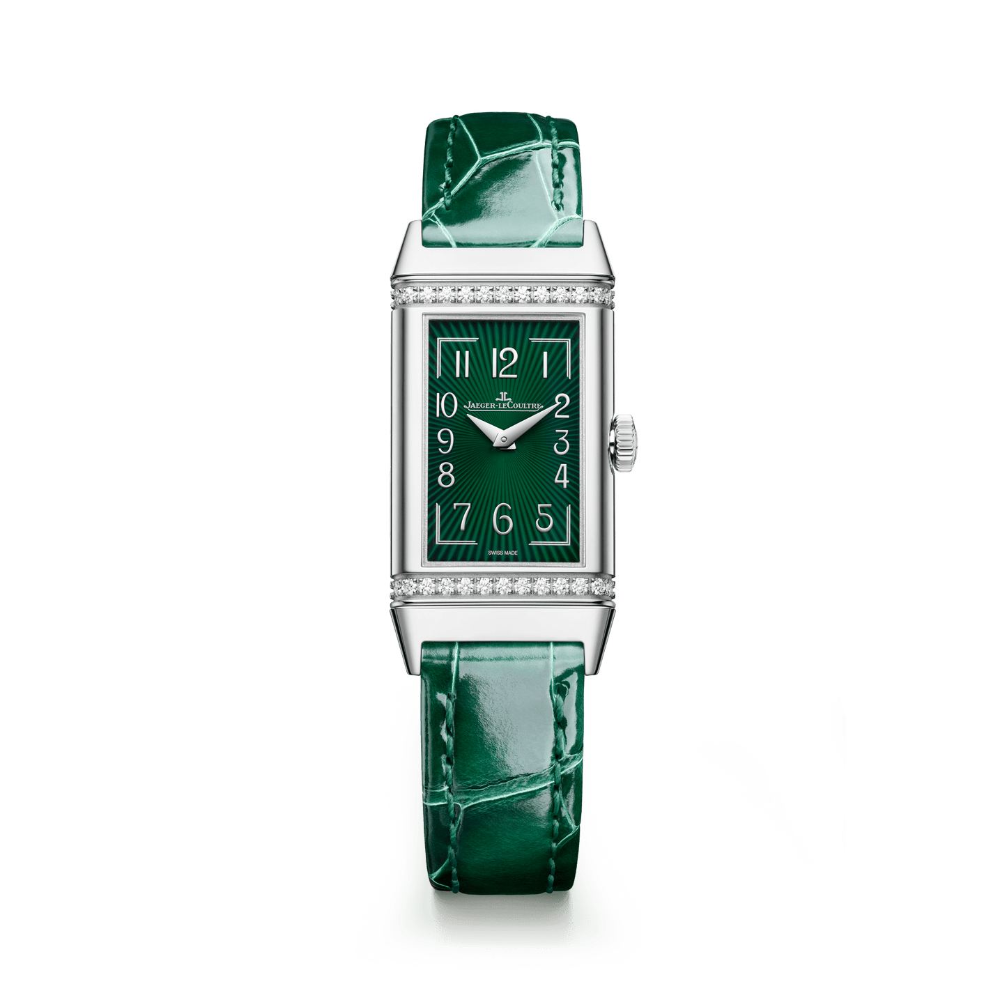 Jaeger-LeCoultre Reverso One Monoface 40.1 x 20 mm Green Dial with Diamonds Stainless Steel   Leather Strap Q328853J