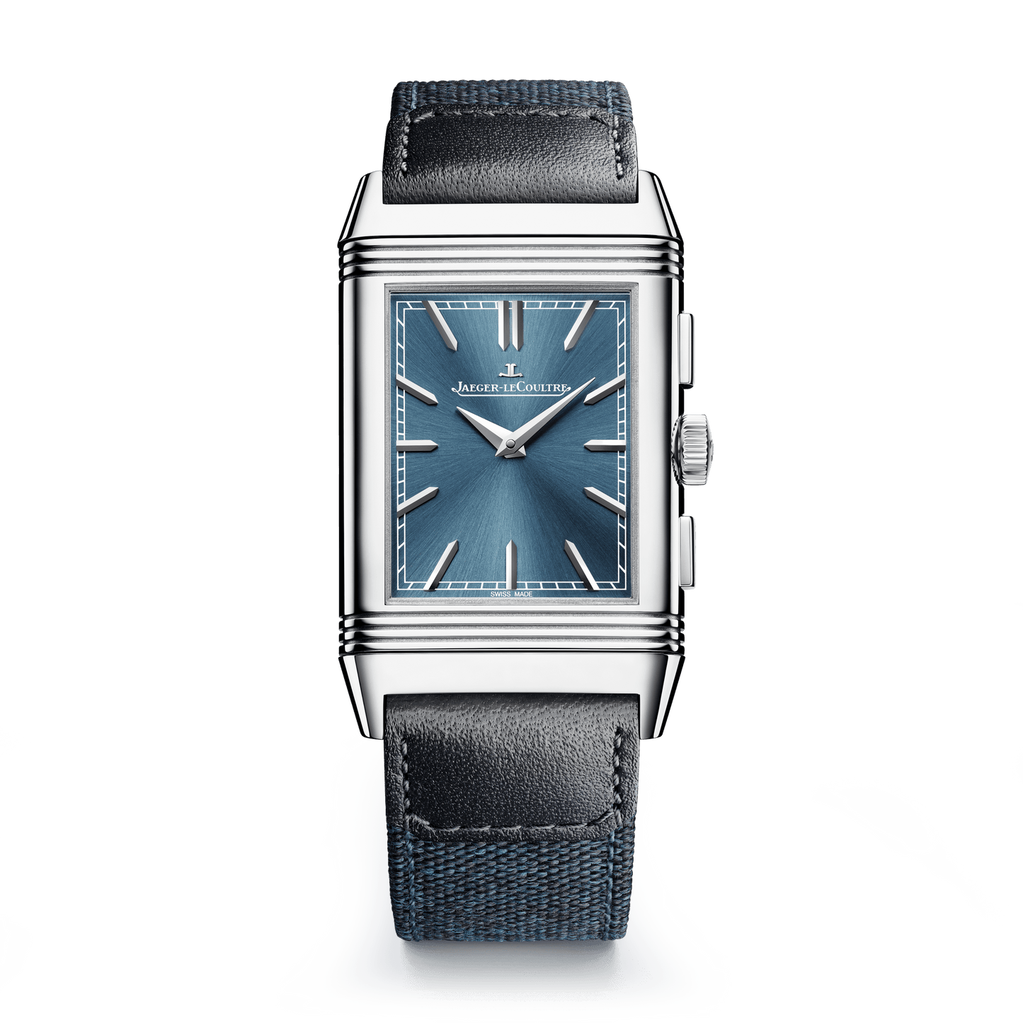Jaeger-LeCoultre Reverso Tribute Chronograph 49.4 x 29.9 mm Blue Dial Stainless Steel   Leather Strap Q389848J
