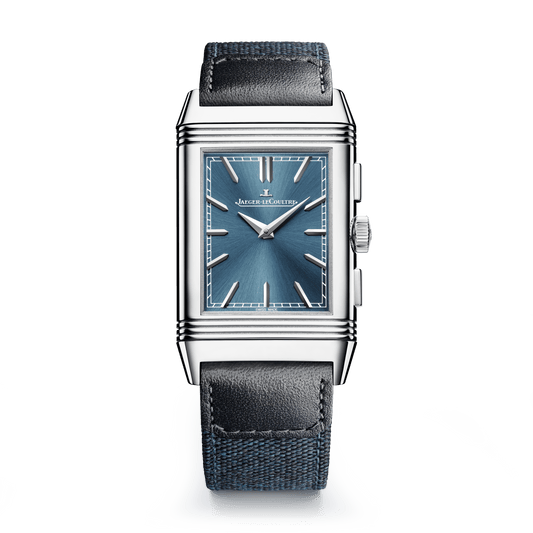 Jaeger-LeCoultre Reverso Tribute Chronograph 49.4 x 29.9 mm Blue Dial Stainless Steel   Leather Strap Q389848J