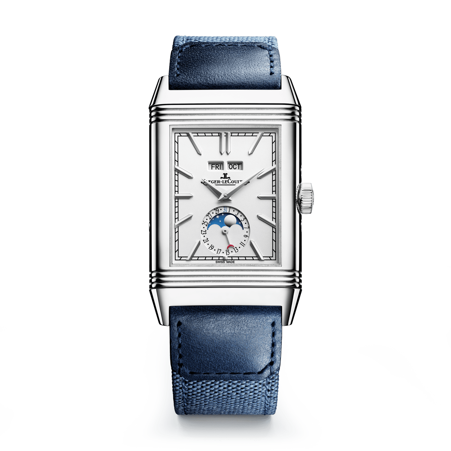 Jaeger-LeCoultre Reverso Tribute Duoface Calendar 49.4 x 29.9 mm Silvered Grey Dial Stainless Steel   Leather Strap Q3918420